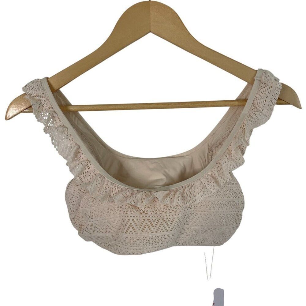 Andie Hydra Bikini Swim Top Womens XS Vanilla Cream‎ Crochet Lace Padded Cottage